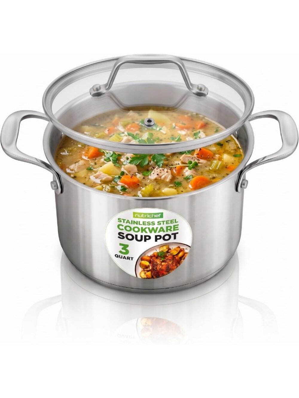 3-Quart Stainless Steel Soup Pot - Heavy Duty Cookware, Stock & Stew Pot